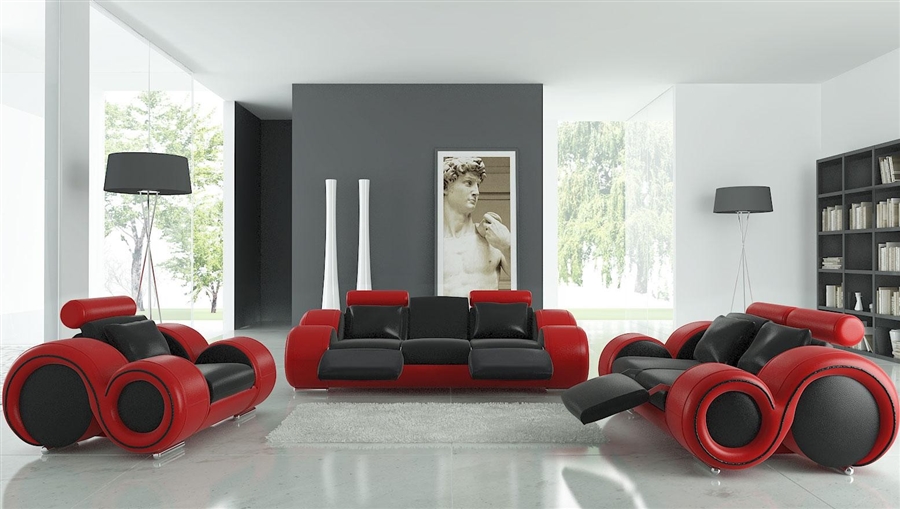 Modern Black And Red Sofa Set Tos Lf
