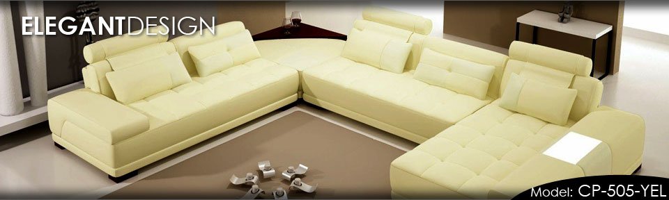 Contemporary Furniture Modern, 2264b Modern White Leather Sectional Sofa